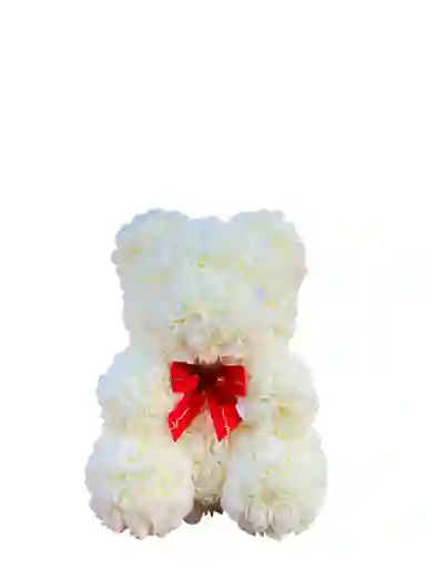 Oso Blanco Grande En Flores Eternas