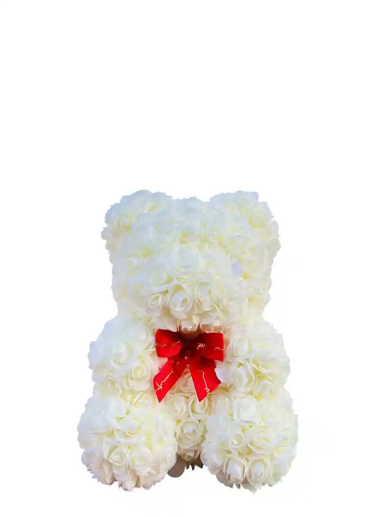 Oso Blanco Grande En Flores Eternas