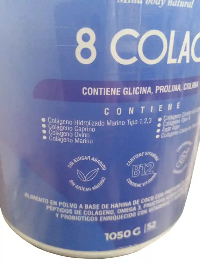 Colageno 8 Colag X 1050 Gms Sin Azucar Añadido W Naturals