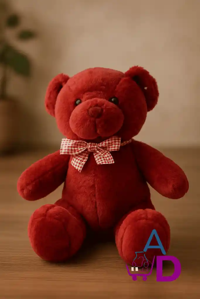❤️ Oso De Peluche Color Vino Con Moño Decorativo