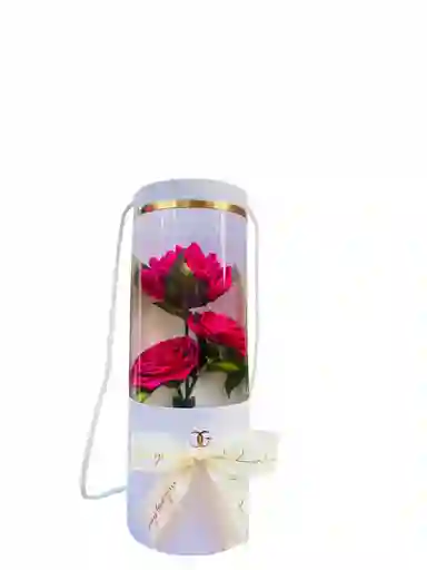 Caja Cilindro Floral Fucsia