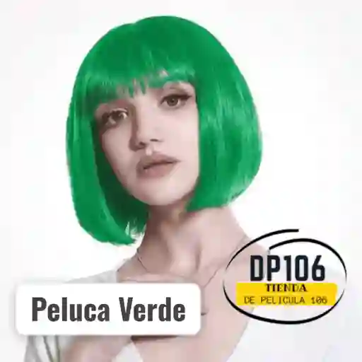 Peluca Verde Liso Pelo Halloween