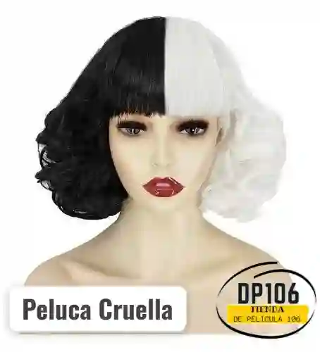 Peluca Cruella Pelo Cruela Halloween