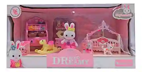 Set Juguete Bay Dream Conejita Mamá Con Bebés, Dormitorio Y Accesorios
