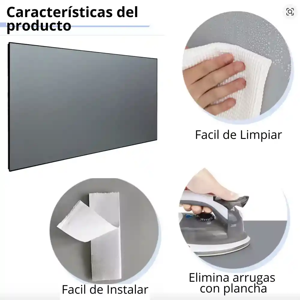 Telon Reflectivo Proyector 130in Plegable Gris Antiluz 4k Hd