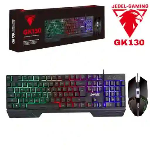 Combo Teclado Y Mouse Gamer Jedel Alambrico Gk130 Rgb Usb Gaming Keyboard