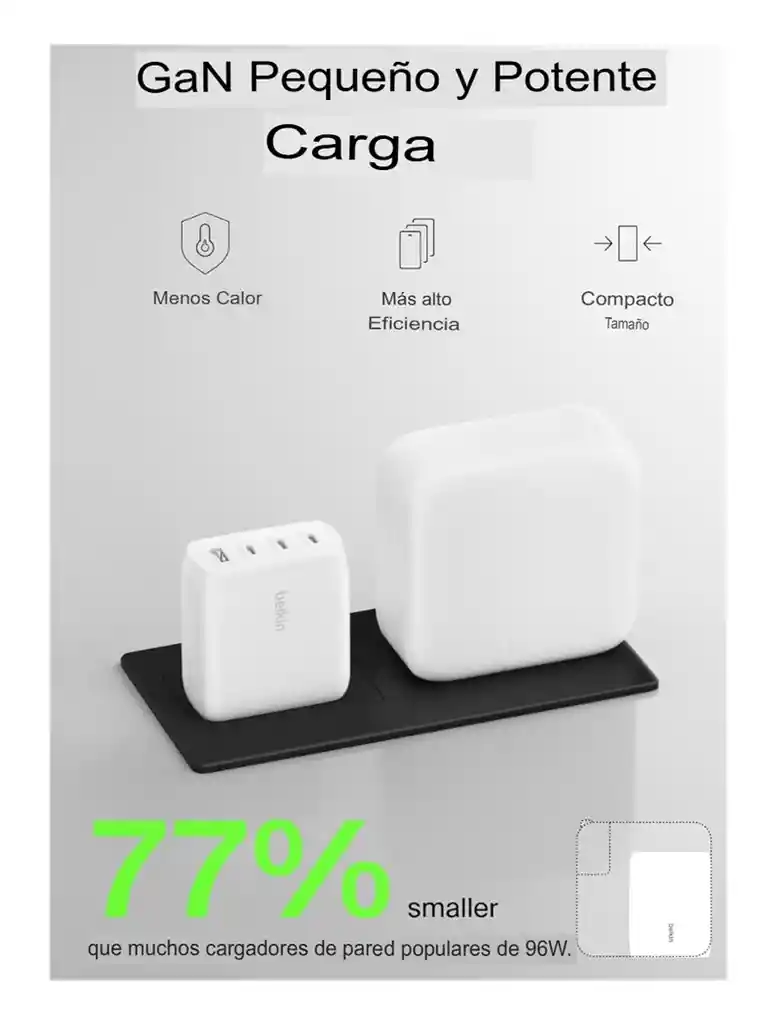 Belkin Bloque De Cargador Gan 112w Carga Rápida 4 Puertos
