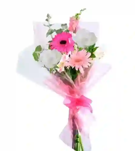 Ramo De 2 Rosas Blancas Y 2 Gerberas