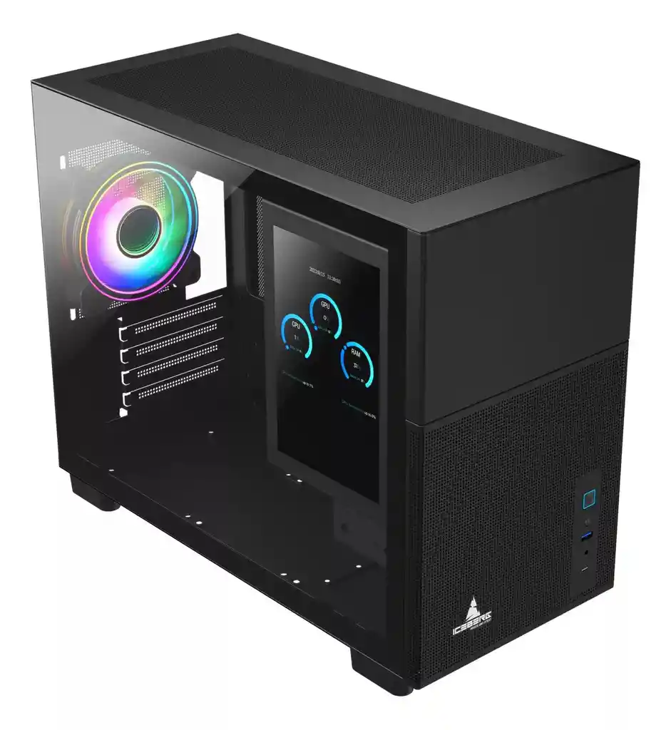 Iceberg Optical Pro M Negro Matx 4*120mm Argb Pantalla Led Ips