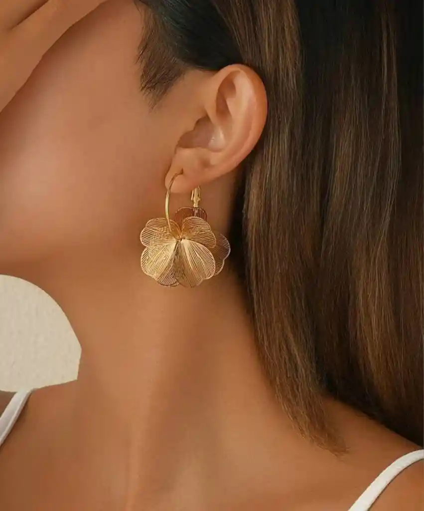 Argollas Petalos De Oro