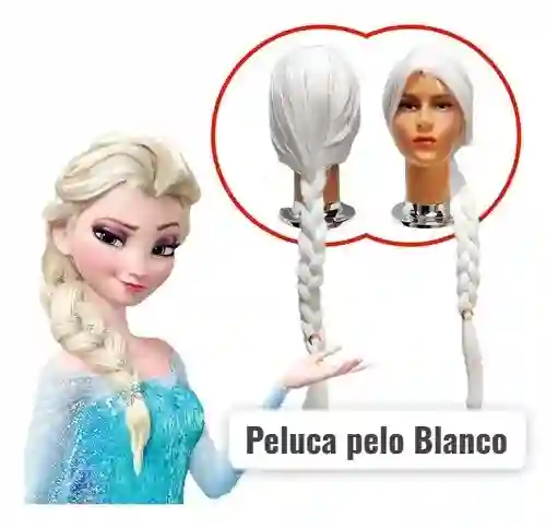 Peluca Pelo Blanco Trenzas Elsa Frozen Halloween