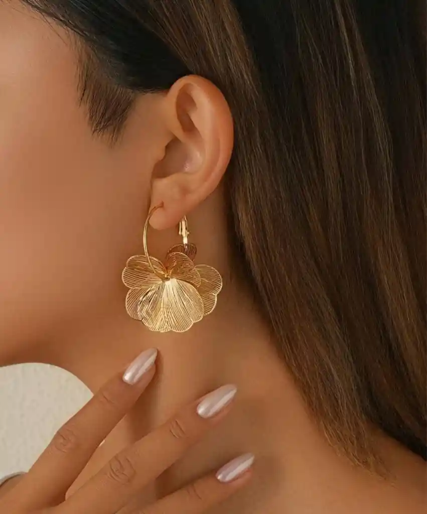 Argollas Petalos De Oro
