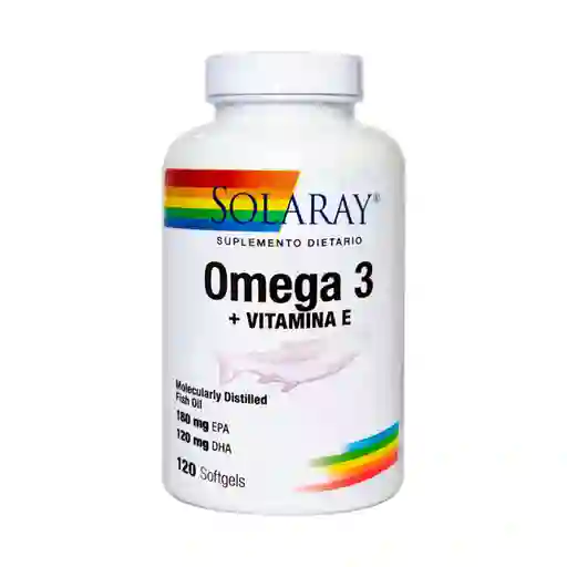 Omega 3 + Vitamina E Destilado Molecular 120 Softgels Solaray