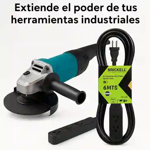 Extensión Eléctrica Industrial 6 Metros – Negra, Trabajo Pesado