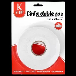 Cinta Doble Faz Espuma 24mm X3 Mt Klipp