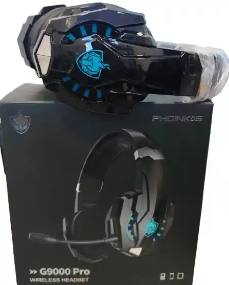Diadema Gamer Inhalambrica G9000 Pro Negro Con Azul
