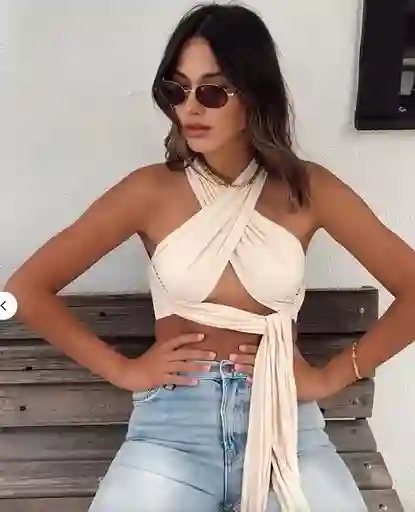 Crop Top Penelope Beige Talla S/mnica
