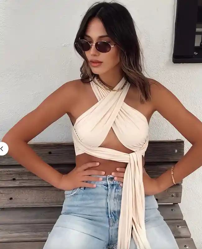 Crop Top Penelope Beige Talla S/mnica