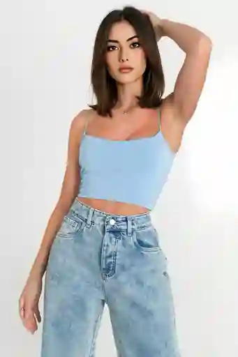 Crop Top Delia Azul Bebe Talla S/mnica