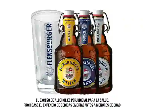 Combo Flensburger 3 Cervezas + Vaso
