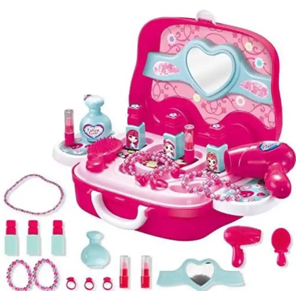 Set De Belleza Juguete Niña Maletín Ruedas Tocador