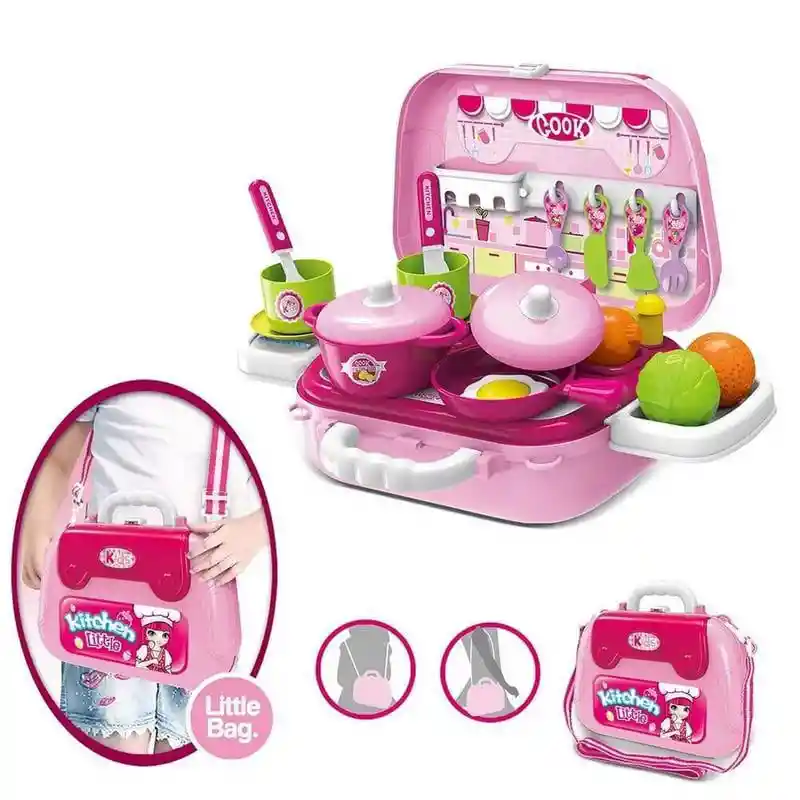 Set De Cocina Infantil Maleta Bolso Con Accesorios 2 En 1