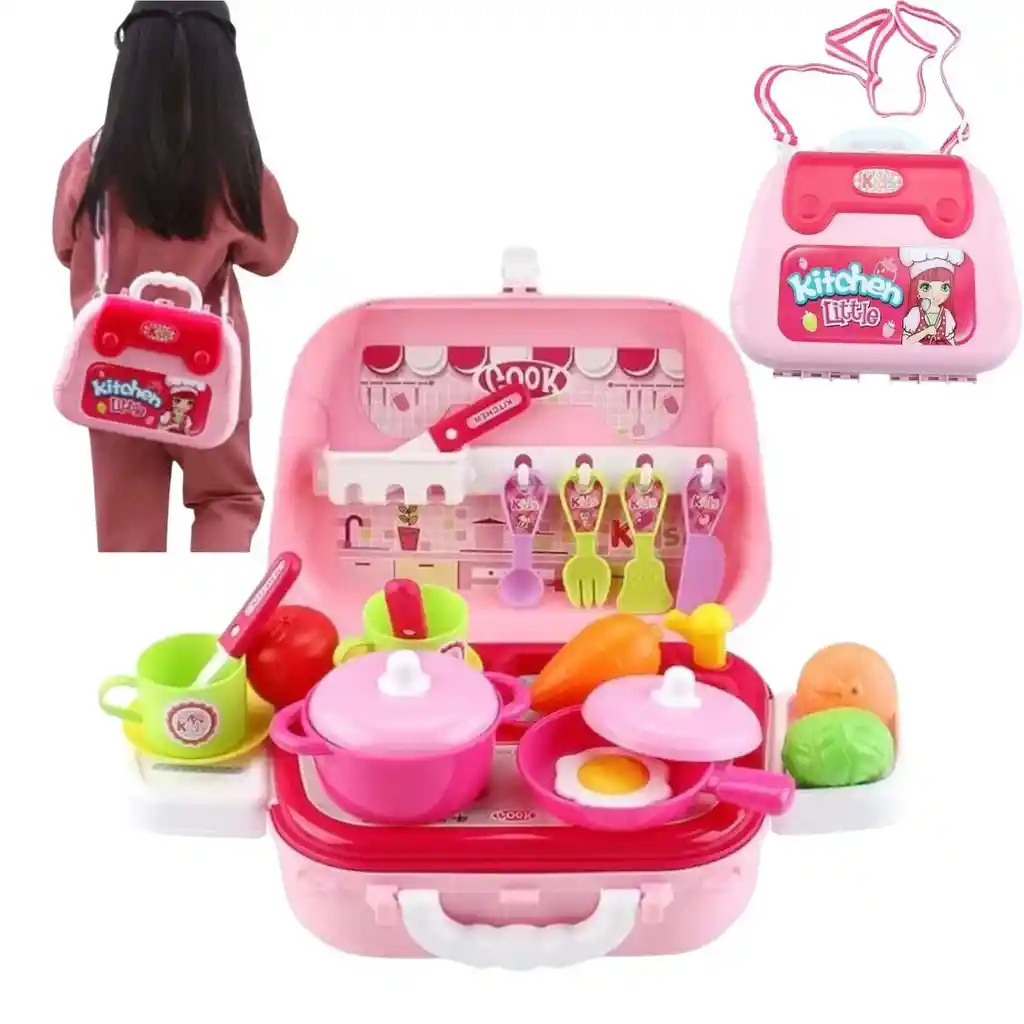 Set De Cocina Infantil Maleta Bolso Con Accesorios 2 En 1