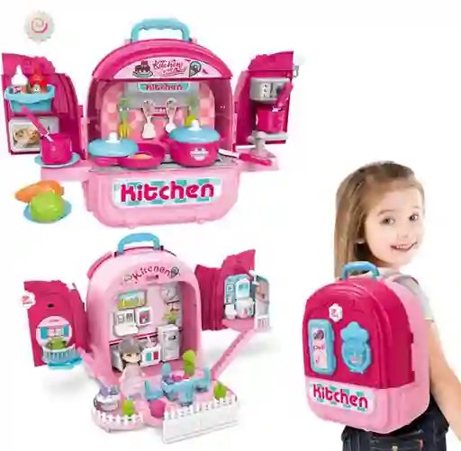Cocina Para Niña Maleta 3 En 1 Hogar Gran Variedad De Accesorios