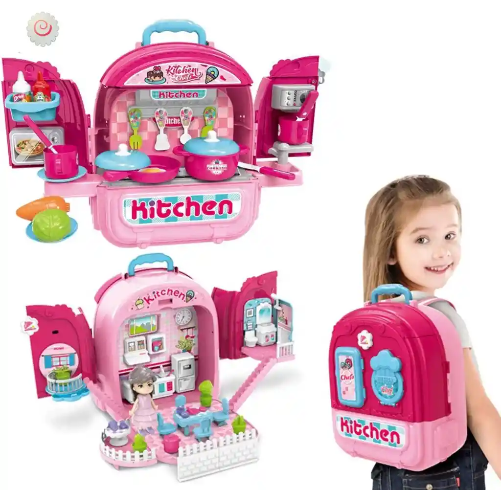 Cocina Para Niña Maleta 3 En 1 Hogar Gran Variedad De Accesorios