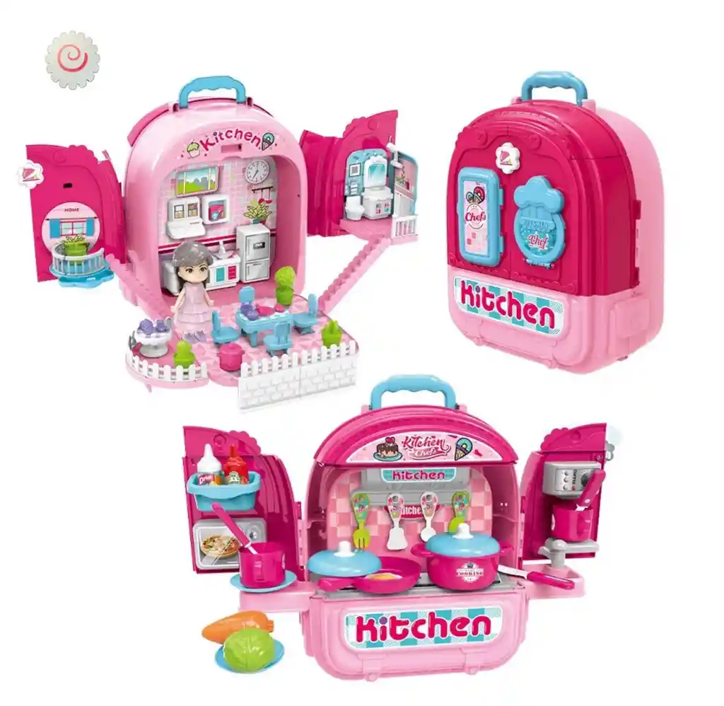 Cocina Para Niña Maleta 3 En 1 Hogar Gran Variedad De Accesorios