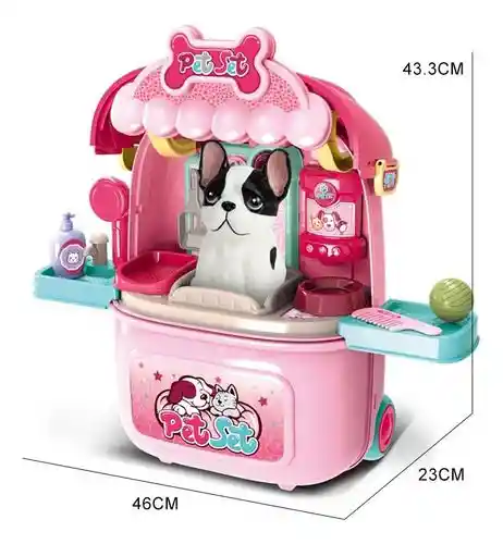 Set Mascotas Maleta Portátil Niña Didáctica 2-1 Veterinaria