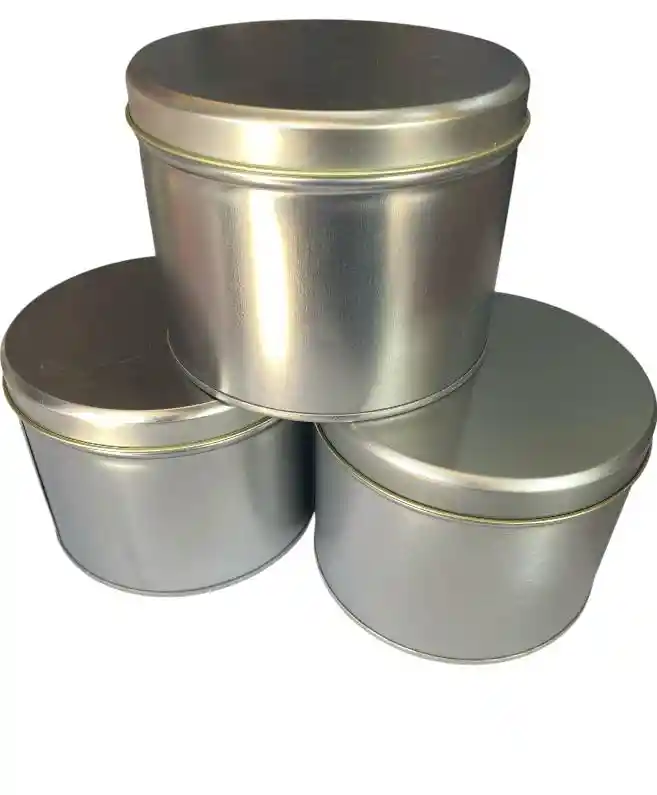 Tarros De Hojalata Plateado 10 Cmsx 8 Cms Altura, Tarros Metálicos