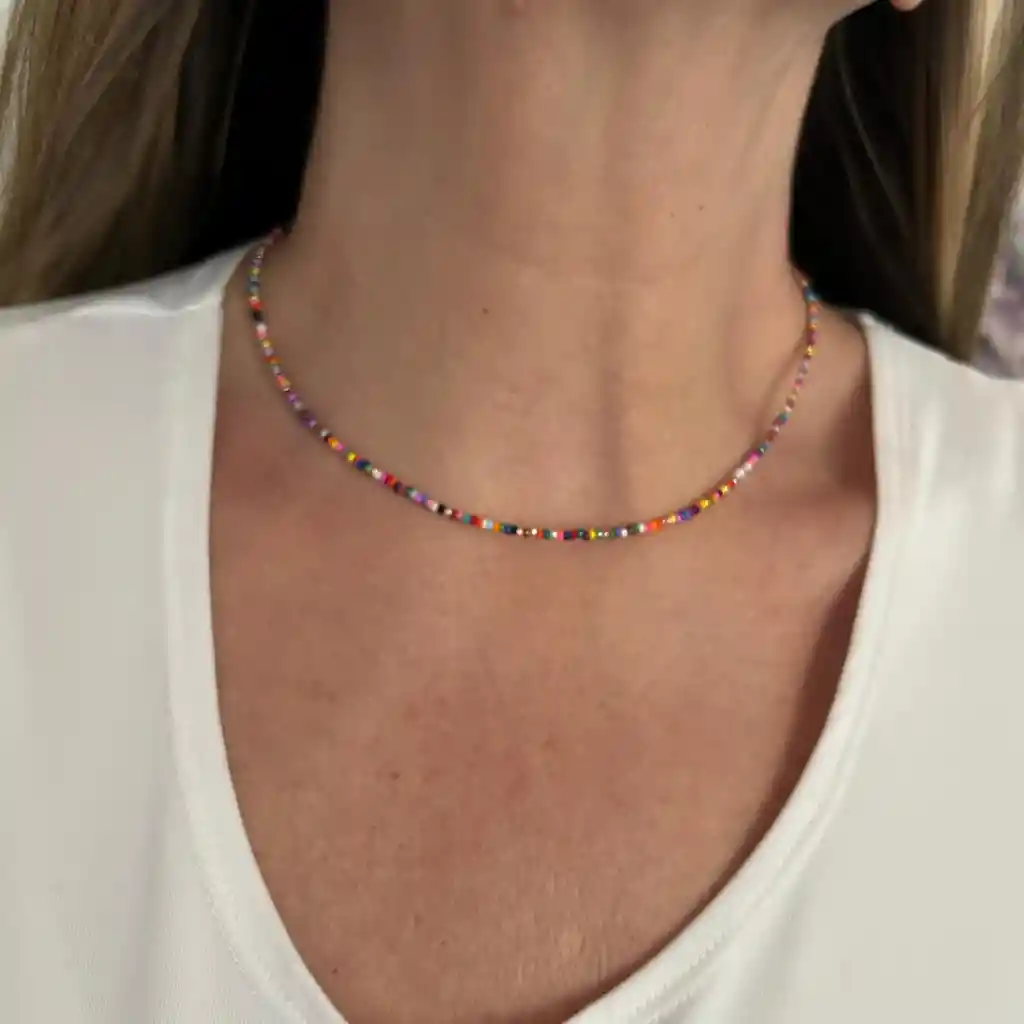 Gargantilla En Mostacilla Multicolor
