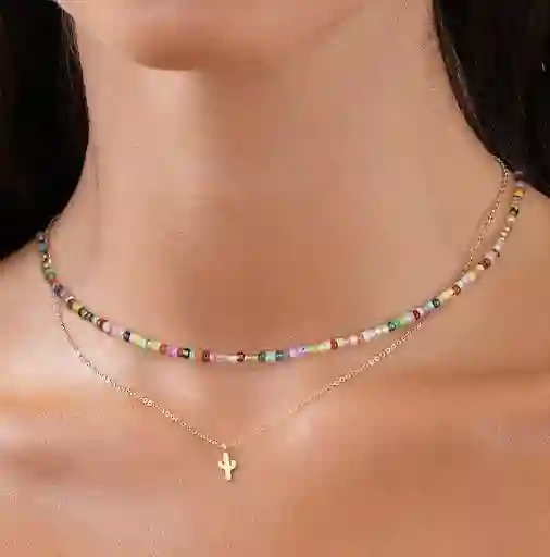 Gargantilla En Mostacilla Multicolor