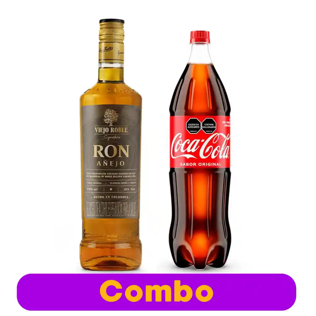 Combo Ron Viejo Roble + Coca Cola 1.5 Litro