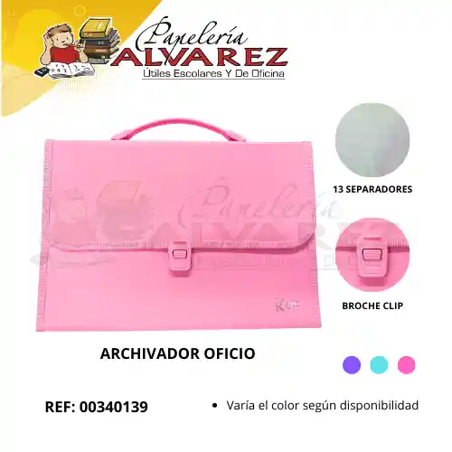 Archivador 13 Bolsillos Klipp Oficio Pastel
