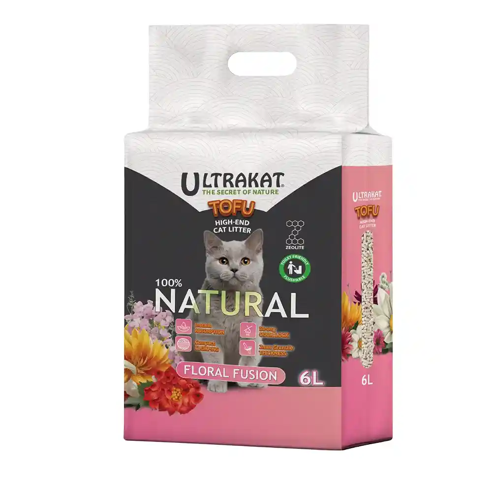 Arena Ecologica Para Gato De Tofu Marca Ultrakat 6lb Floral Fusion