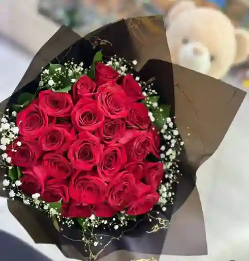 Bouquet Rosas Rojas - Papel Coreano