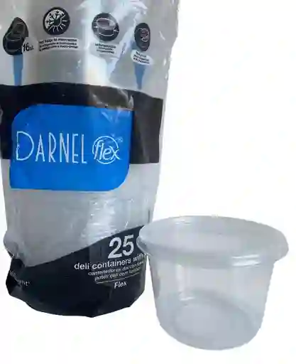 Contenedor Deli 16 Onzas X 25 Unds Con Tapa, Envases Plásticos 16 Onzas Con Tapa