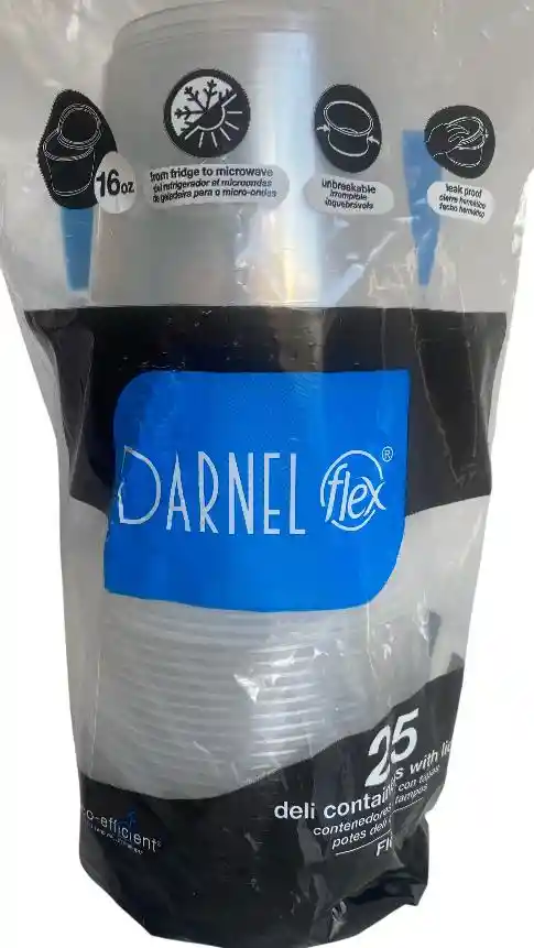 Contenedor Deli 16 Onzas X 25 Unds Con Tapa, Envases Plásticos 16 Onzas Con Tapa
