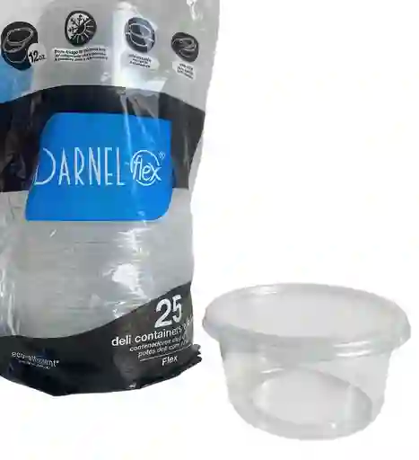 Contenedor Deli 12 Onzas X 25 Unds Con Tapa, Envases Plásticos 12 Onzas Con Tapa