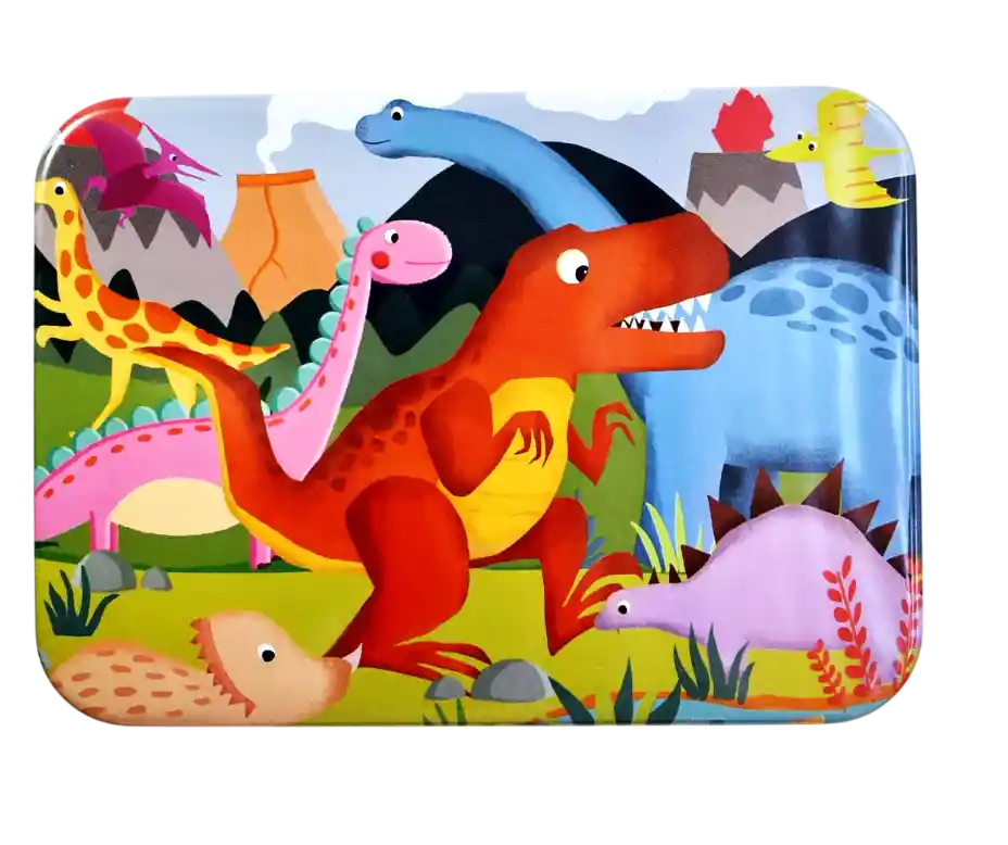 Rompecabezas Carton Caja Metal Dinosaurio 120 Pz