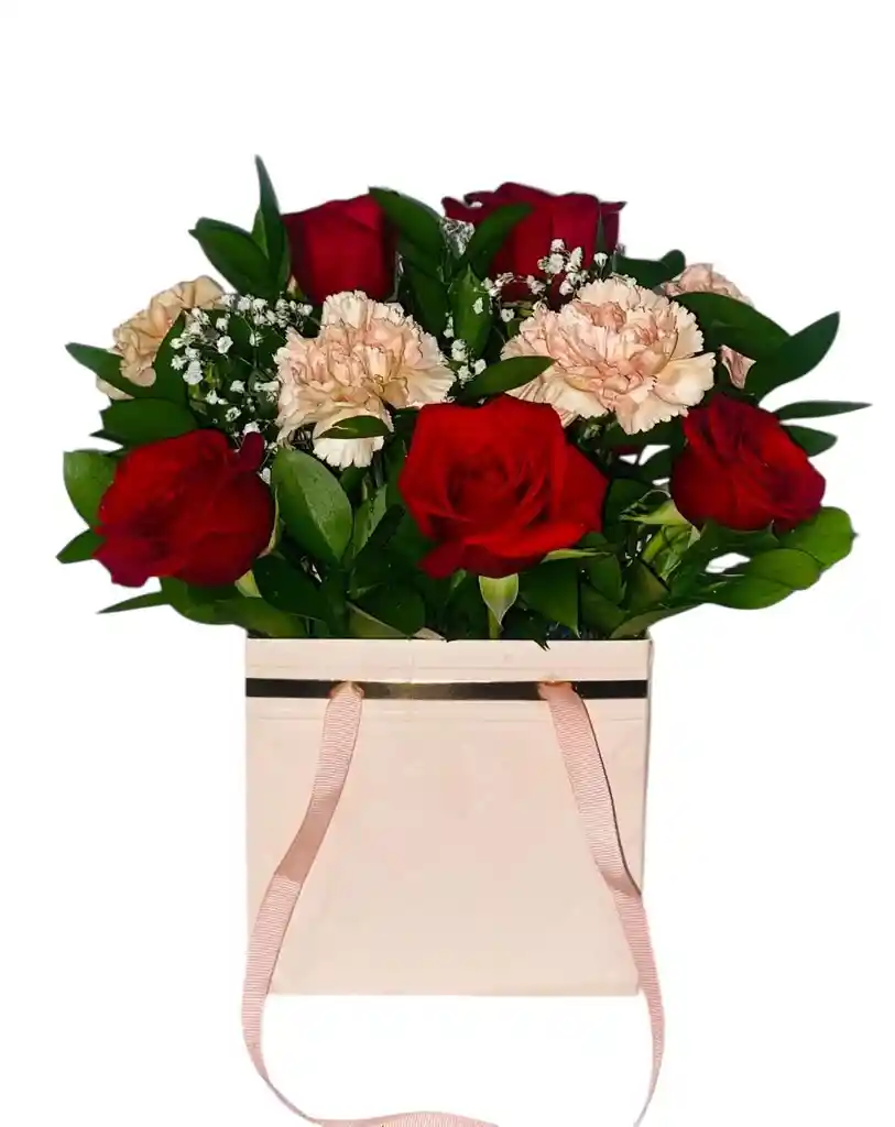 Hermos Y Elegante Bolso De Rosas Y Claveles Ramo De Rosas