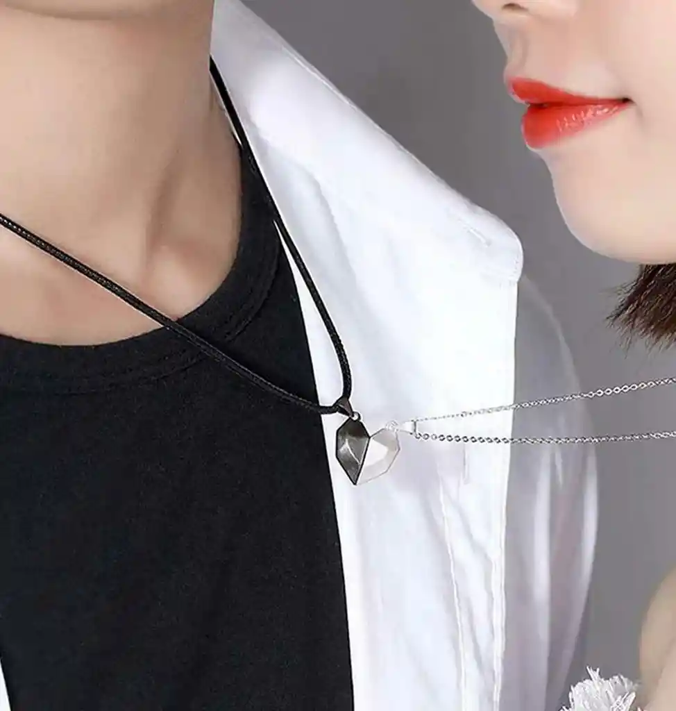 Collar De Pareja Plata Y Negro