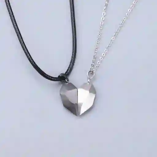 Collar De Pareja Plata Y Negro