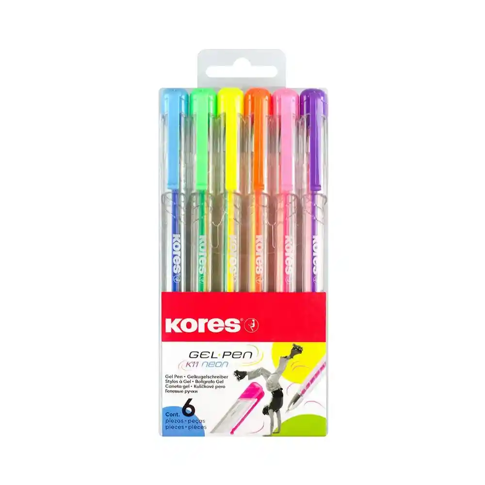Boligrafo K11 Gel Neon 6 Colores Kores