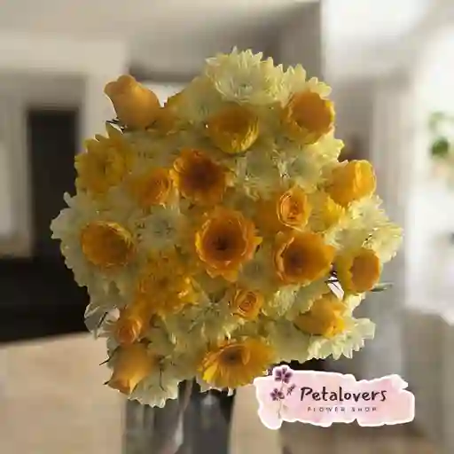 Flores Bouquet De Margaritas, Rosas, Chirosas Y Gerberas
