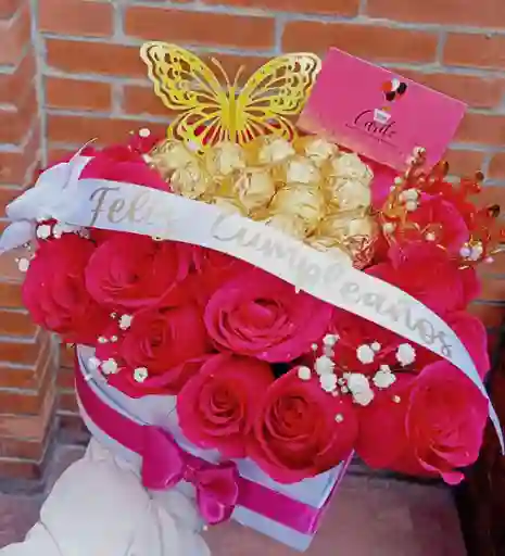 Rosas Fucsia Con Chocolates