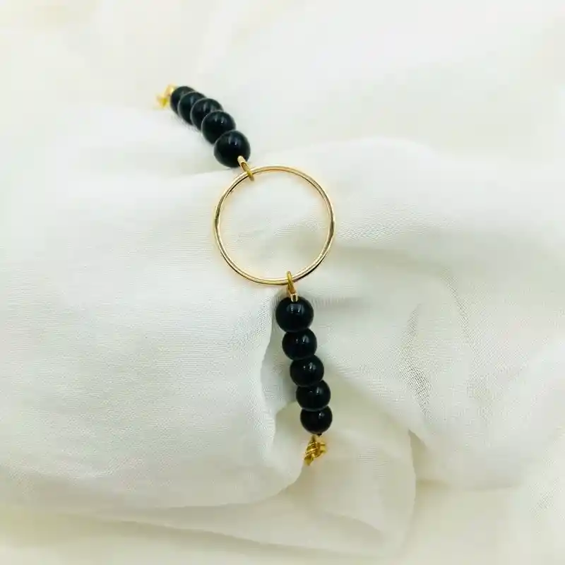 Pulsera Dorada Y Piedra Obsidiana