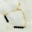 Pulsera Dorada Y Piedra Obsidiana